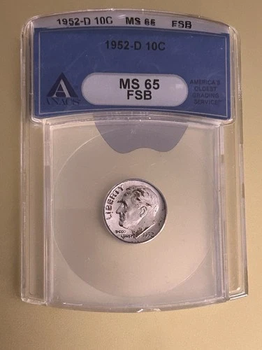 1952 D  Roosevelt Dime 10c ANACS  MS65 F.S.B.