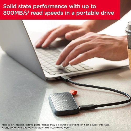 SanDisk 1TB Portable SSD external drive, up to 800 MB/s read, USB 3.2 Gen 2, sol - Afbeelding 2 van 10