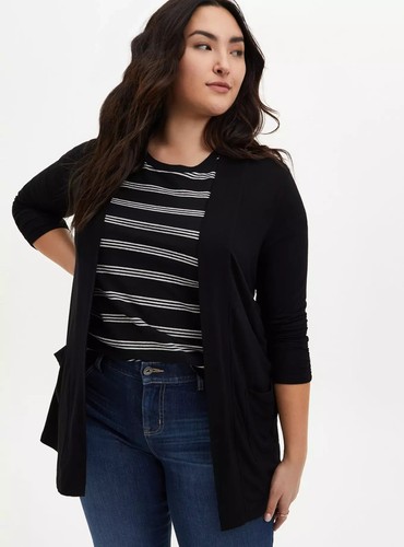 Torrid superweicher Strick Cardigan vorne offen in Schwarz - Größe 2X