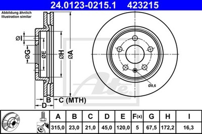 Bremsscheibe hinten ATE 24.0123-0215.1
