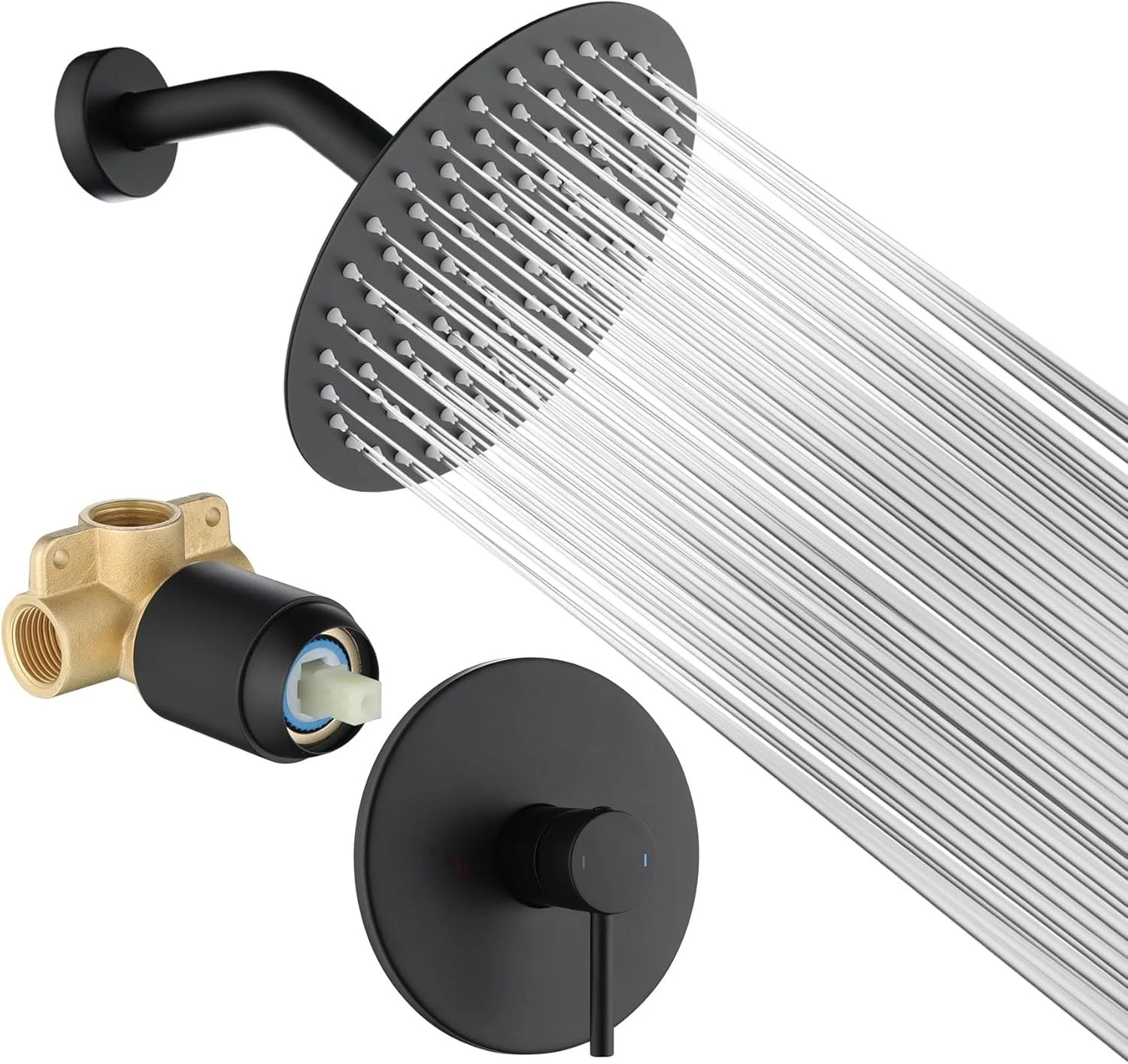 Shower Faucet Set Bathroom 8 Inch Rainfall Shower Head and Handle Set Black
Opens in a new window or