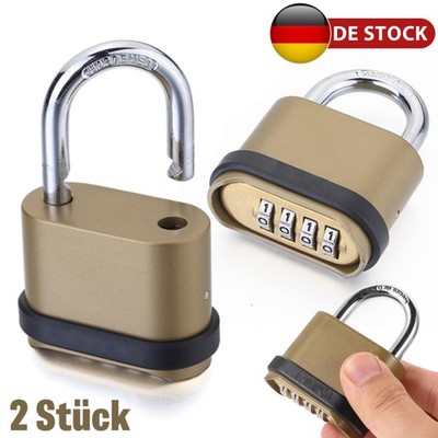2Pack Vorhänge Schloss mit Zahlencode 4 Stellig Wetterfest Frostsicher Robust DE