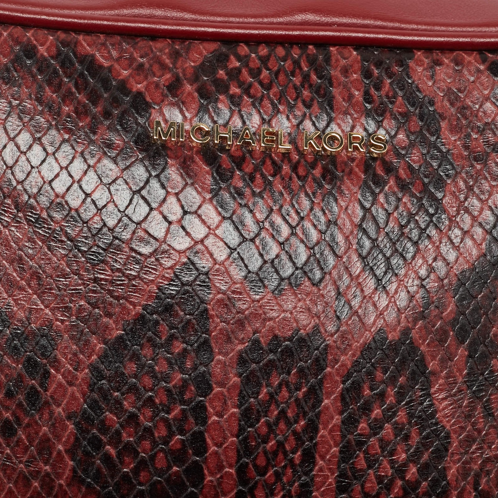 Michael Kors Red Python Embossed and Leather Jet … - image 5