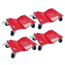 Set of 4 Car Tire Wheel Dolly Furniture Lifters - Heavy Duty 4 Dollies Red