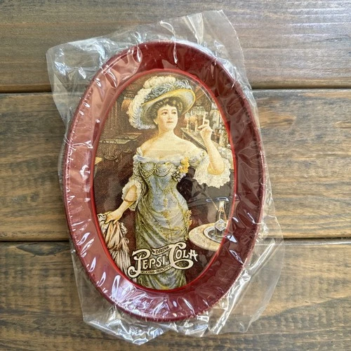 VTG NEW Pepsi Cola Mini 6" Tin Serving Tip Tray, Victorian Style Lady, Unopened