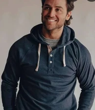 Normal Brand Puremeso Hoodie Men XL Grey Henley Pullover Sweater Sweatshirt Logo