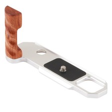 Aluminum QR L-Plate Bracket with Wooden Handle Grip for Nikon F2 Camera Silver