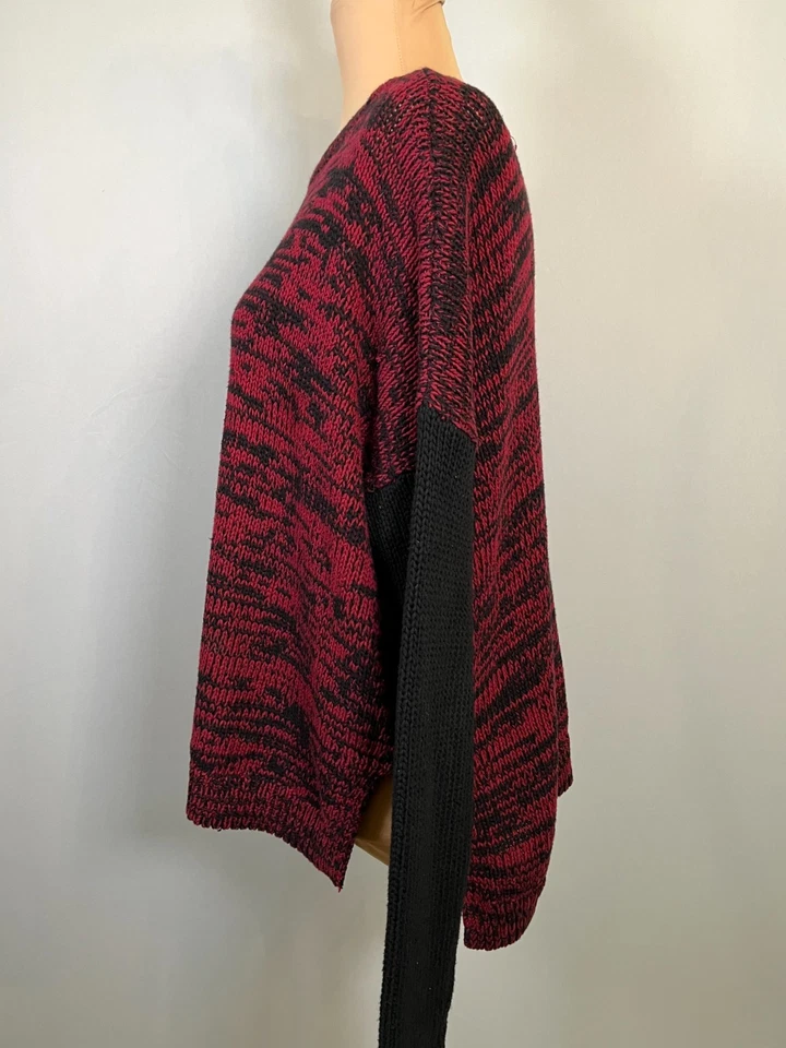 Y2K Grunge Chunky Knit Sweater Womens Small Red Black Indie Alt Goth Freddy-Vibe - Image 3 of 4