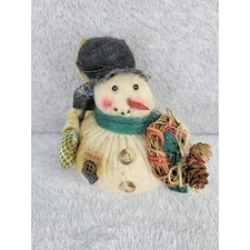 Primitive Folk Art Snowman Ornament Rustic Christmas Decor Handmade
