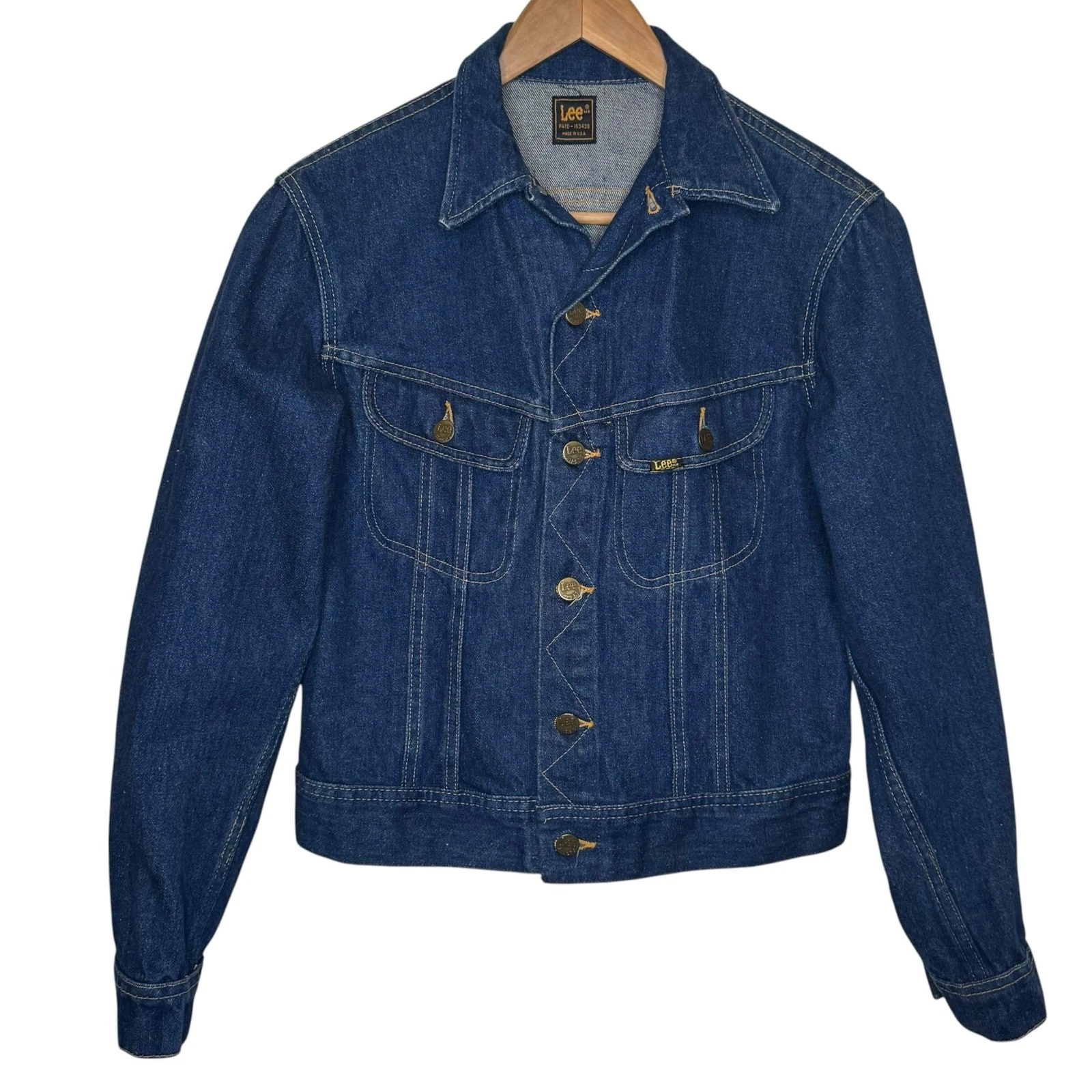 Vintage 1980's Lee Riders Slant Pockets Dark Wash Denim Trucker Jacket