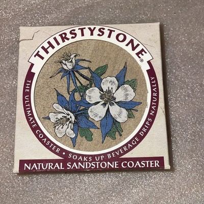 Thirstystone Natural Sandstone Coasters x 4 Floral VTG NEW 