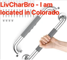 2 Pack 16" Grab Bars Shower Bathroom w/Gray Anti-Slip Shower Handles for Elderly