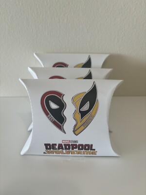Deadpool and Wolverine Best Friends Heart 2 Enamel Pin Set NIB