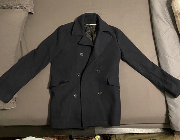 Selected Homme PeaCoat lana talla mediana azul marino oscuro