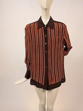 VINTAGE DESIGNER 1980  S LOUIS FERAUD STRIPED SILK BLOUSE