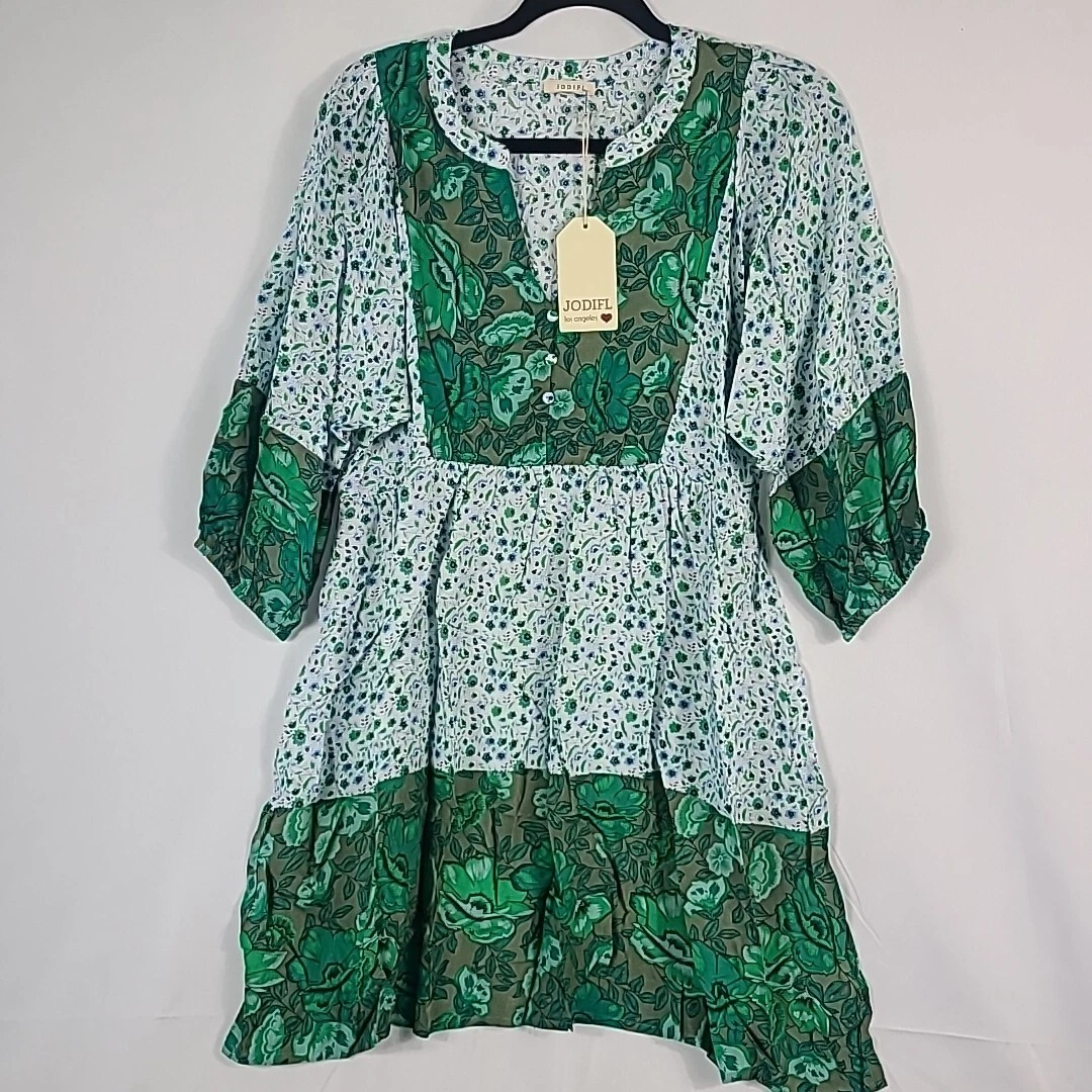 jodifl green dress Textured Flutter Slv Babydoll Dress main image 1