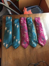 5 Vintage Robert Talbott 100 Silk Neck Tie Tennis Theme Purple  Green