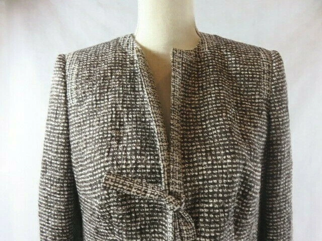 Rena Lange Silk Blend Truffle/Ivory Blazer Jacket Size 12 - Imagem 4 de 4
