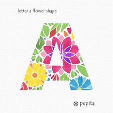 Letter A Flower Shape Needlepoint Kit or Canvas