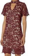 NWT Blu Pepper Junior's Haltered Neck LACE Dress Burgundy Size L