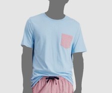  28 Club Room Mens Blue Pocket Lounge Short-Sleeve Crew-Neck Pajama Top Size M