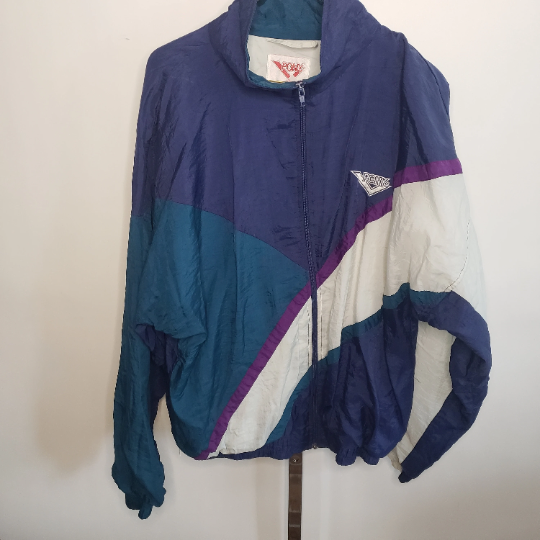 Giacca Pony Full Zip Color Block L Viola Turchese Bianco Nylon B2 4