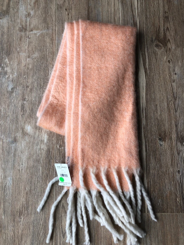 1d Free People Kensington Herringbone Sherbet Brushed Fringe Blanket Scarf NWT - Image 3 of 4