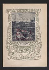 Lithografie 1904: Malerei Blick von der Höhe des Künstlerhauses LEIPZIG