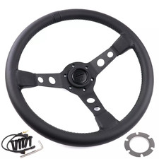 350mm14inch Momo Mod07 Black Edition Deep Dish Leather Sport Steering Wheel