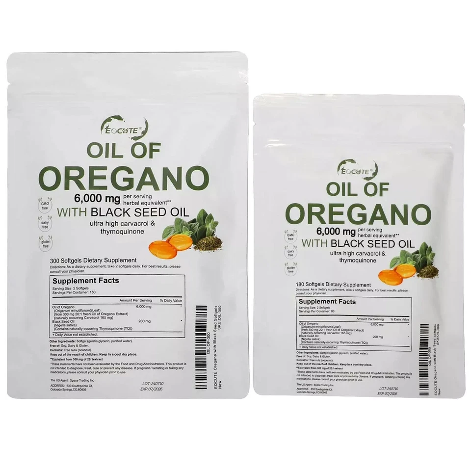 Aceite de Orégano 2 en 1 Fórmula Premium 6000mg Extracto Orgánico Apoyo Inmunológico EE. UU. Foto 2 de 4