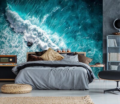 3D Green Wave 1413 Wallpaper Mural Paper Wall Print Indoor Murals CA Coco