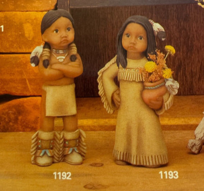 VINTAGE CLAY MAGIC CERAMIC MOLD #J-1192/J-1193 STANDING INDIAN GIRL/BOY