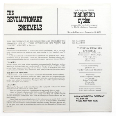 THE REVOLUTIONARY ENSEMBLE Manhattan Cycles free jazz US