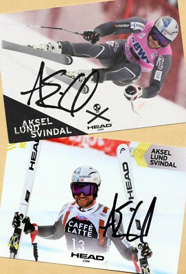 Aksel Lund SVINDAL (8) - 2 SUPER - AK Bilder - Print - Copies + SKI AK Signiert