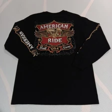 Hot Leathers T Shirt Mens Large 2011 American Ride Motorcycles Long Sleeve Black