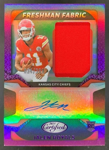 Jalen Royals 2025 Panini Certified Fabric Mirror Signature Patch RC Auto /399