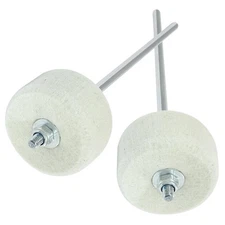 2 Pack White Felt Dual Sided Double Kick Bass Drum Pedal Beater Mallet Steel