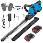 22" Cordless Hedge Trimmer, Electric Bush Cutter with 2 Batteries
