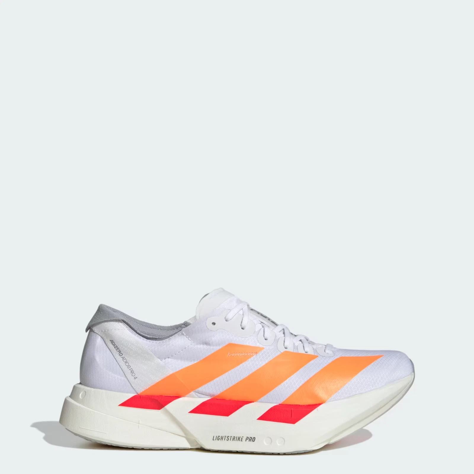 Adizero Adios Pro 4 Running Shoes in Cloud White/Lucid Orange/lucid Red