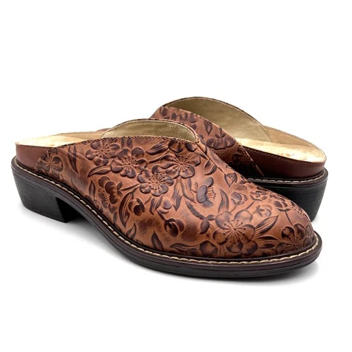Alegria Michy Tooled Leather Mule Slip On Shoes Size 8.5