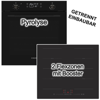 Herdset Backofen Pyrolyse + Pkm Induktionskochfeld 2 Flexzonen Booster Slider