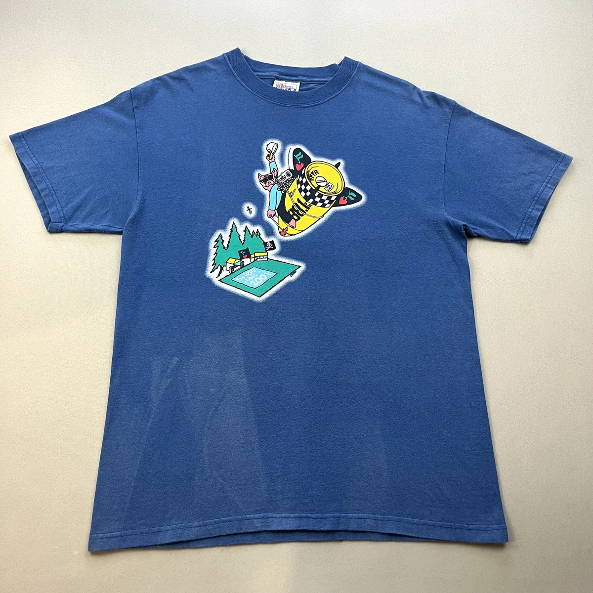 T-shirt Vintage 90s Star Radio Station – Blanc, Taille XL, Fabriqué USA