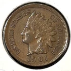 1901 Indian Cent Nice Original Choice AU Full Diamonds CHRC