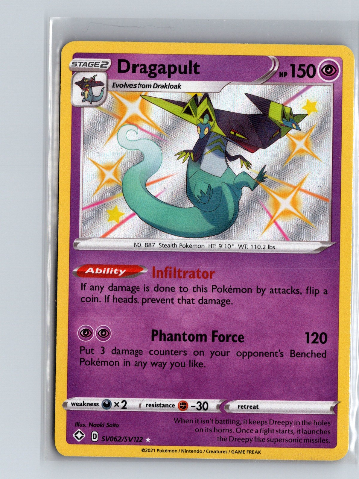 Dragapult Shiny Holo Rare Shining Fates: Shiny Vault SV062/SV122 NM