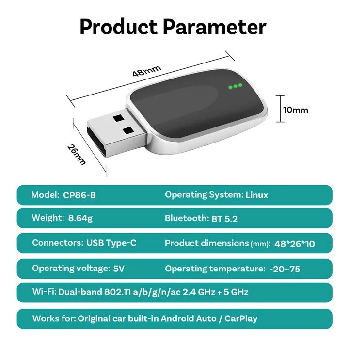 Ottocast Original carplay wired to wireless Android auto dual channel U disk - Image 4 of 4