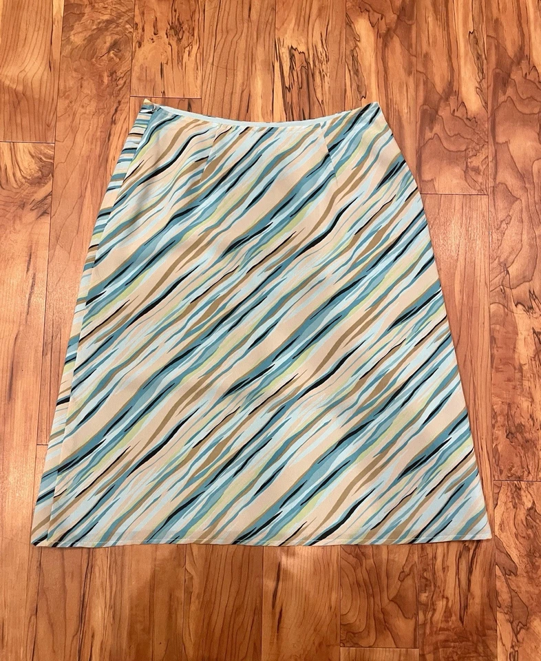 Юбка миди в полоску сине-зеленая Y2K - Изображение 2 из 4