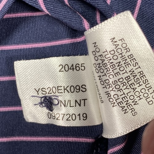 Peter Millar Polo Shirt Boys Large 11-12 Blue Pink Stripe Summer Comfort Golf - Picture 6 of 12