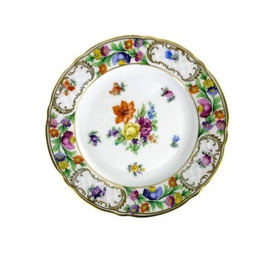 Schumann Bavaria Empress Dresden Flowers 6'' Desert Bread Plate Gold Trim