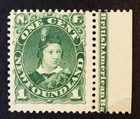 Stamps Canada Nfld: Nfld. #45 1c green Edward Prince of Wales single F MNH