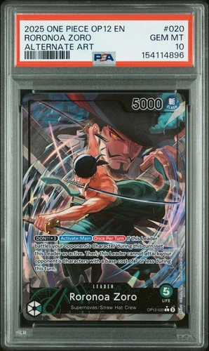 2025 One Piece Op12-020 Legacy Of Master Roronoa Zoro Alternate Art PSA 10 #020